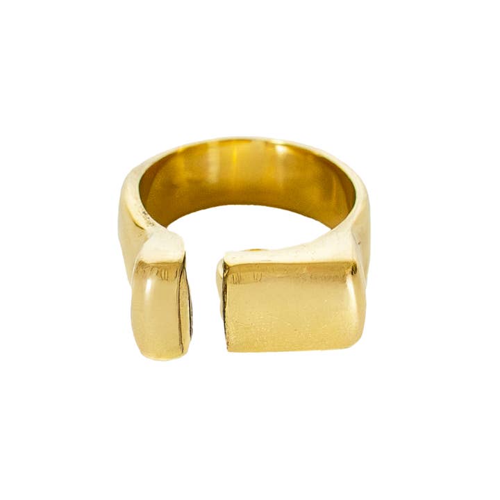 Anga Brass Open Signet Ring for Men and Women - Adjustable for wholesale by Ecodunia