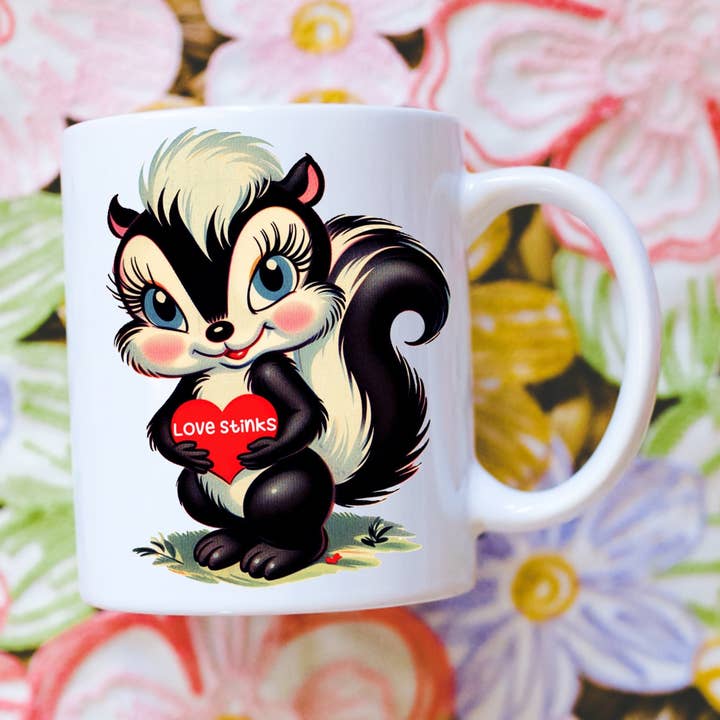 Ace the Pitmatian Co - Vente Tasse à café - Mug à café Anti Saint-Valentin "L'amour, ça pue"0