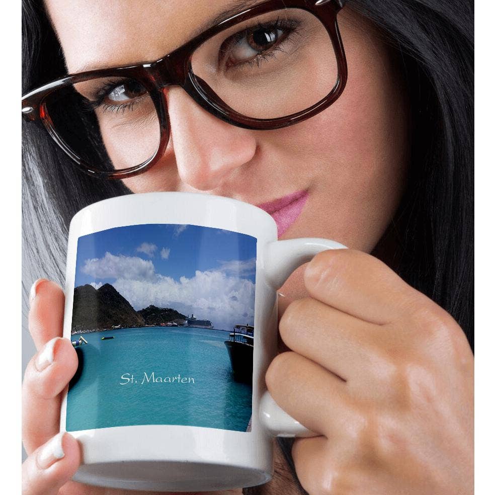 3dRose - Wholesale Coffee Mug - 3dRose, Image of Saint Maarten Harbor With Boat And Cruise Ship, Mug9