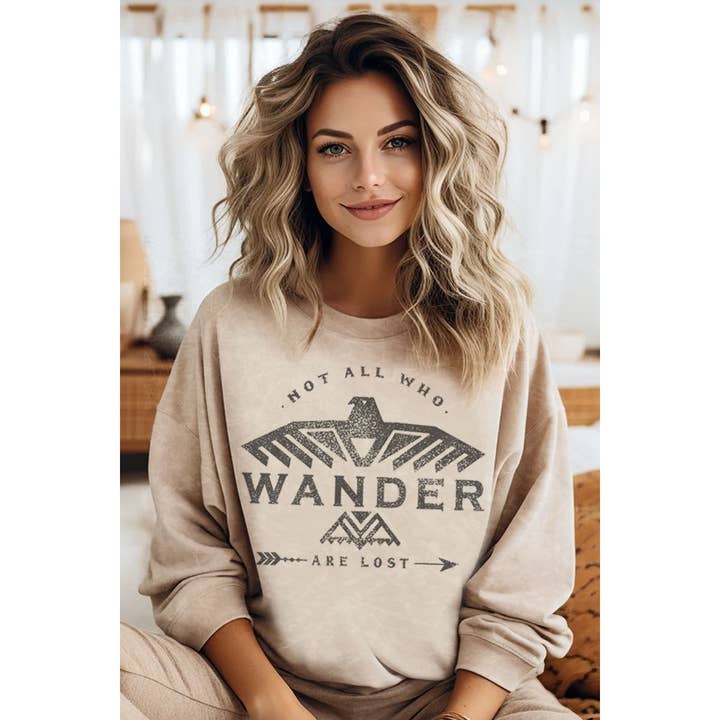 HRTandLUV - Wholesale Sweatshirt - Women's - NOT ALL WHO WANDER MINERAL GRAPHIC SWEATWHIRTS4
