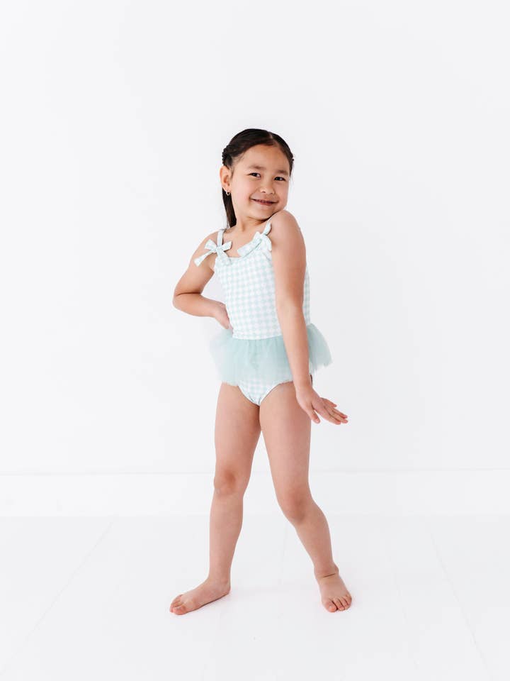 Fato de banho verde-menta com diamantes por atacado de Fancy Shmancy Baby