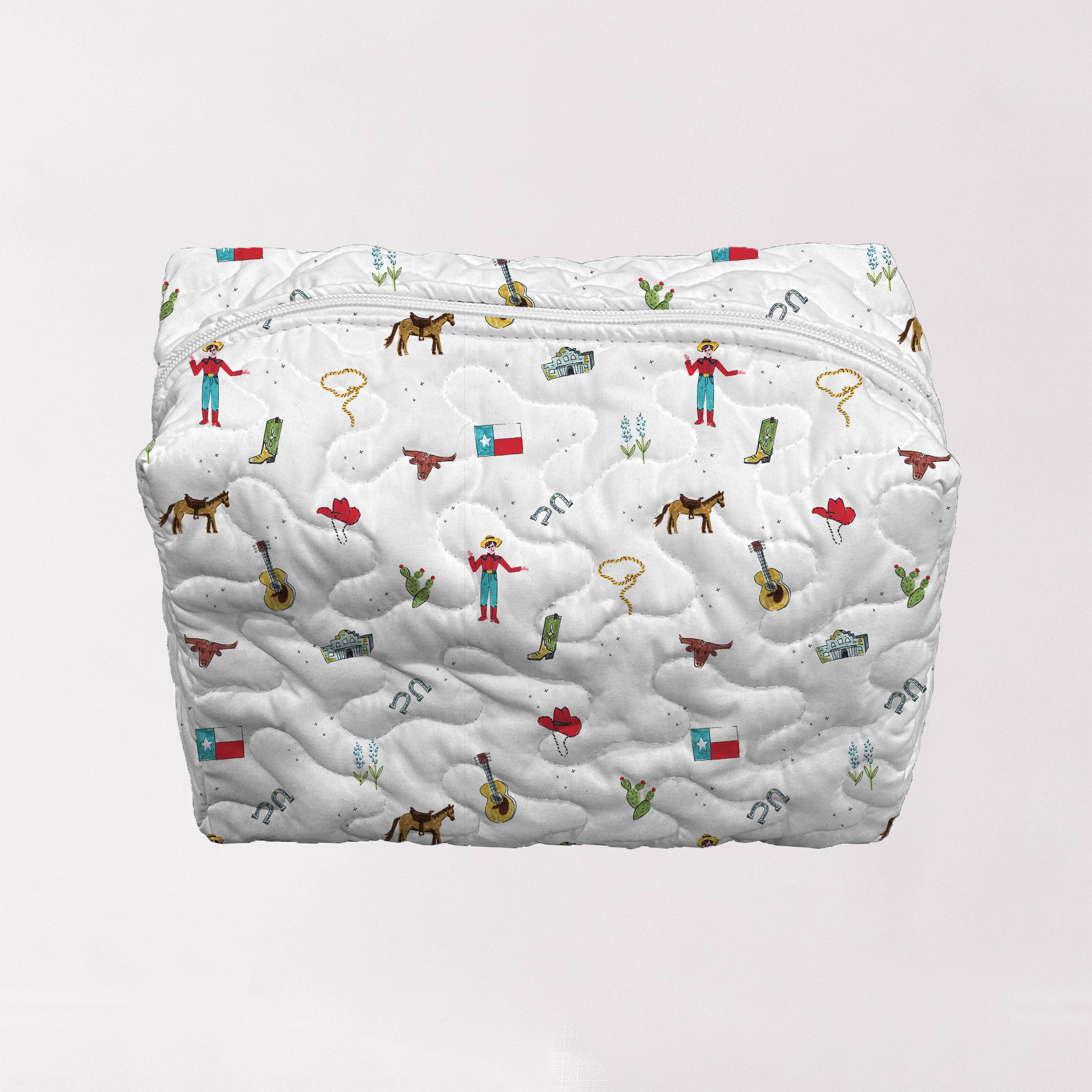 Ida Mae Home - Vendita all'ingrosso Borsa per trucchi/cosmetici - Borsa per il trucco Texas Icons