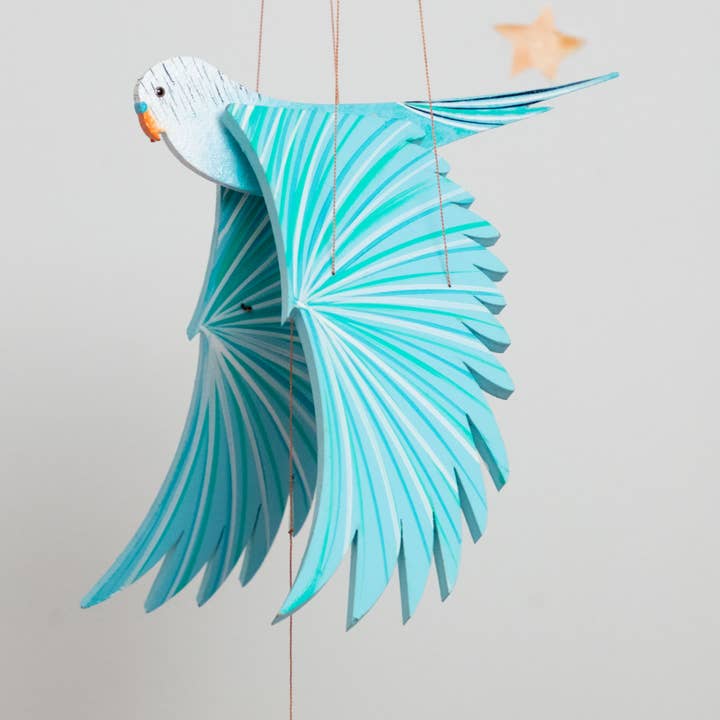 Tulia's Artisan Gallery - Wholesale Mobile - Parakeet Budgie Flying Mobile3