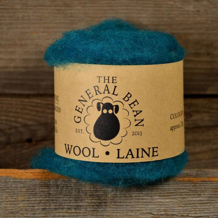 Lã para Feltragem com Agulha - Lã Local Azul-Esverdeado - Roving por atacado de The General Bean