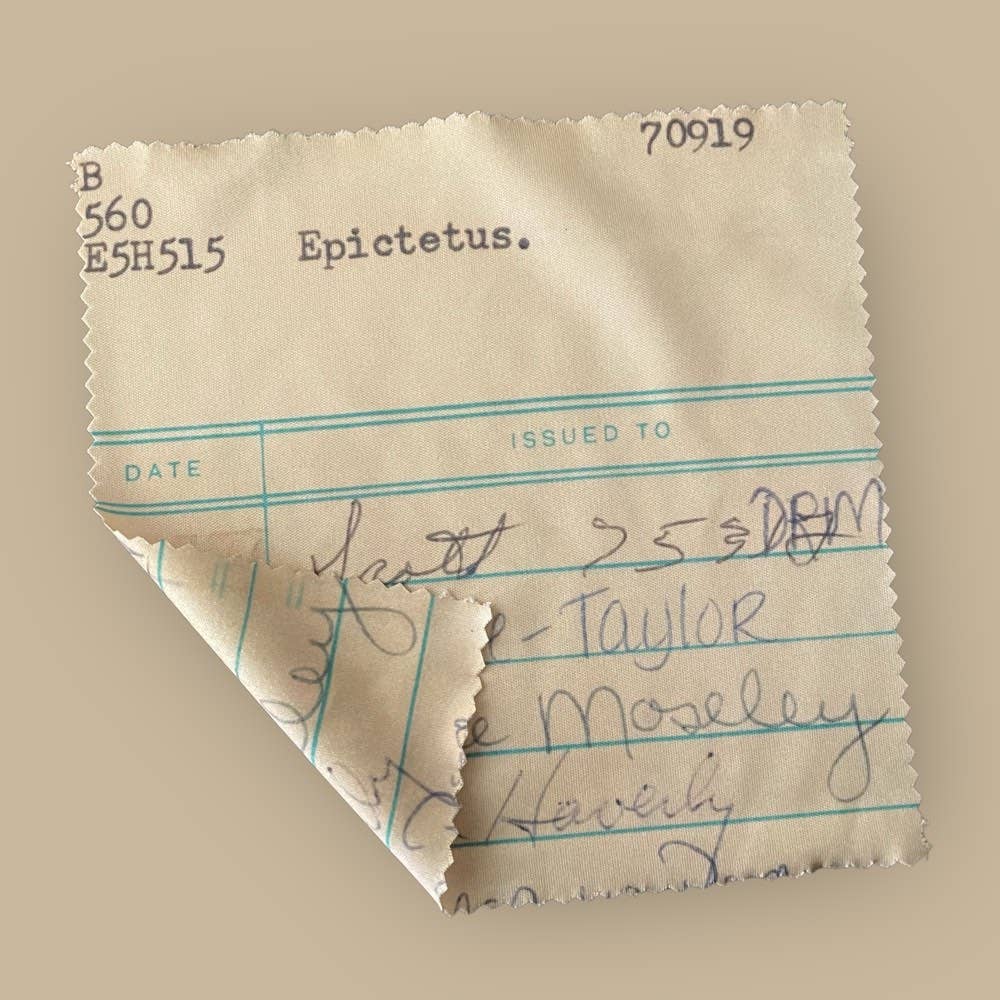 Books & Treasures - Wholesale Eyewear Cases & Holders - Unisex - Epictetus Library Checkout Card Microfiber Glasses Cloth1