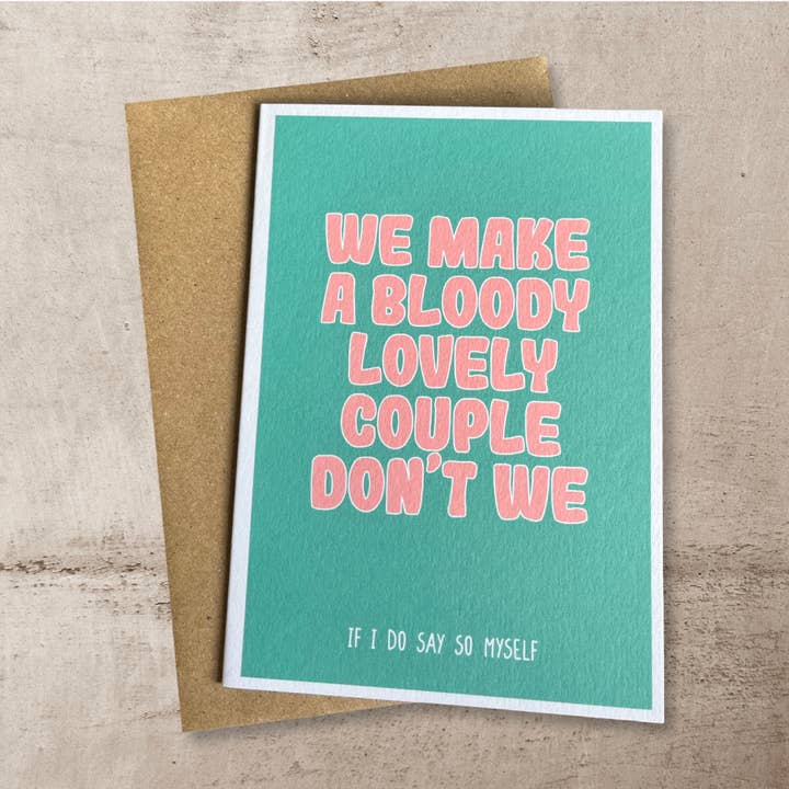 Coppia meravigliosamente innamorata - Biglietto di auguri per l'anniversario di San Valentino per la vendita all'ingrosso da parte di Back To The Drawing Board Illustration