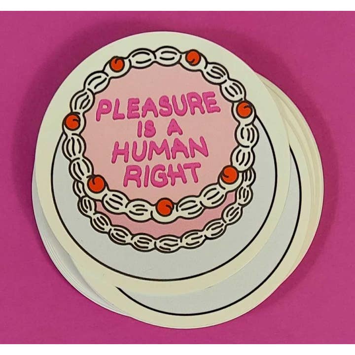 Plezier is een mensenrecht sticker voor wholesale door Microcosm Publishing & Distribution