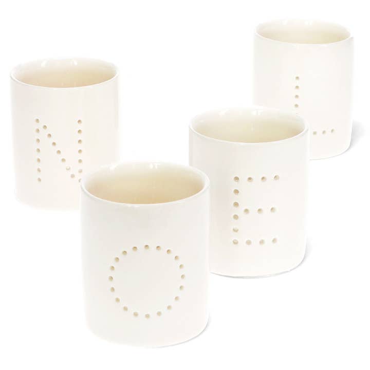 Glossy Ceramic Tealight Holders (Set of 4) - Noel for wholesale by Rex B2B - UK