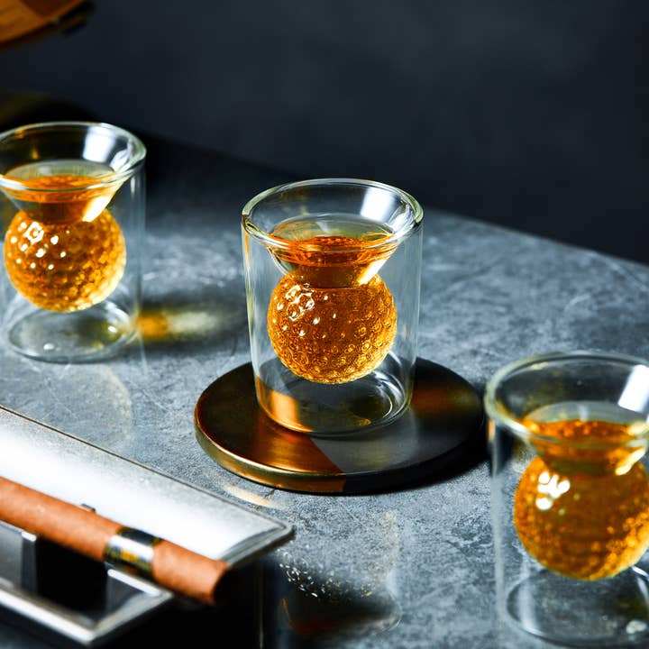 CRAFTGEN - Wholesale Shot glass - Golf Ball Whiskey Shot Glasses Set of 4 - Golf Gifts for Men5