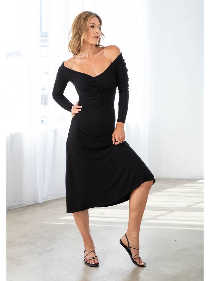 Lovestitch - Wholesale Dress - Women's - Chic Bamboo Micro Rib Knit Midi Dress12