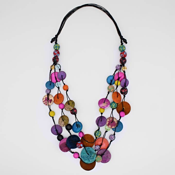 Multi-Color Calypso Triple Strand Necklace for wholesale by Sylca Designs