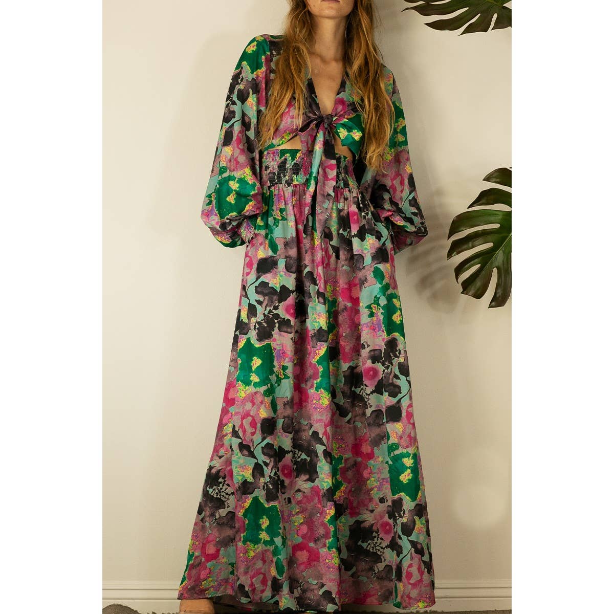 MULTI BLUME Weicher Jumpsuit mit floralem Frontband für den Großhandel auf Faire6