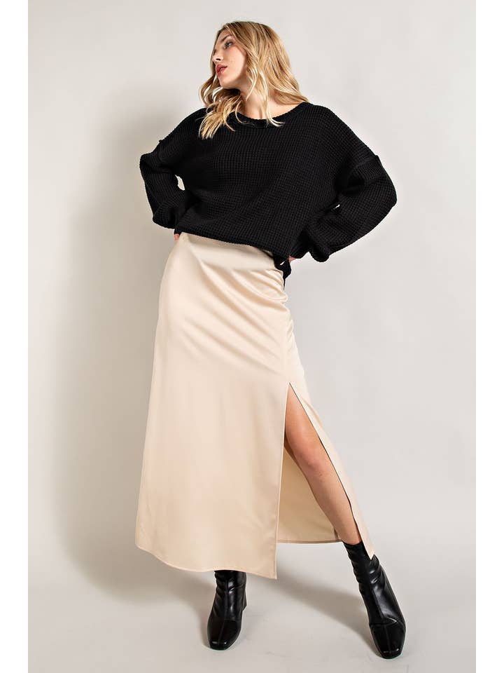 FSL Apparel - Wholesale Skirt - Women's - IS8028 - SATIN FLARED SKIRTS WITH SIDE SLIT6