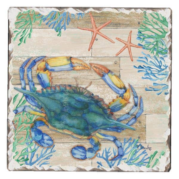 CounterArt/Highland Home/Thirstystone/CoasterStone - Wholesale Coasters - Crab Life Single Absorbent Stone Tumbled Tile Coaster