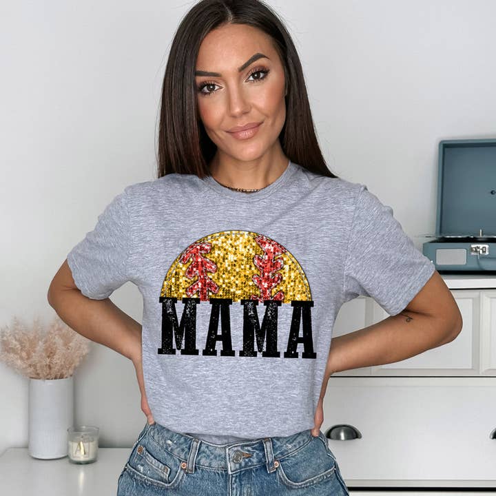 Trendy Transfers - Wholesale Sublimation Transfer - Softball Mama Faux Sequins DTF Heat Transfer