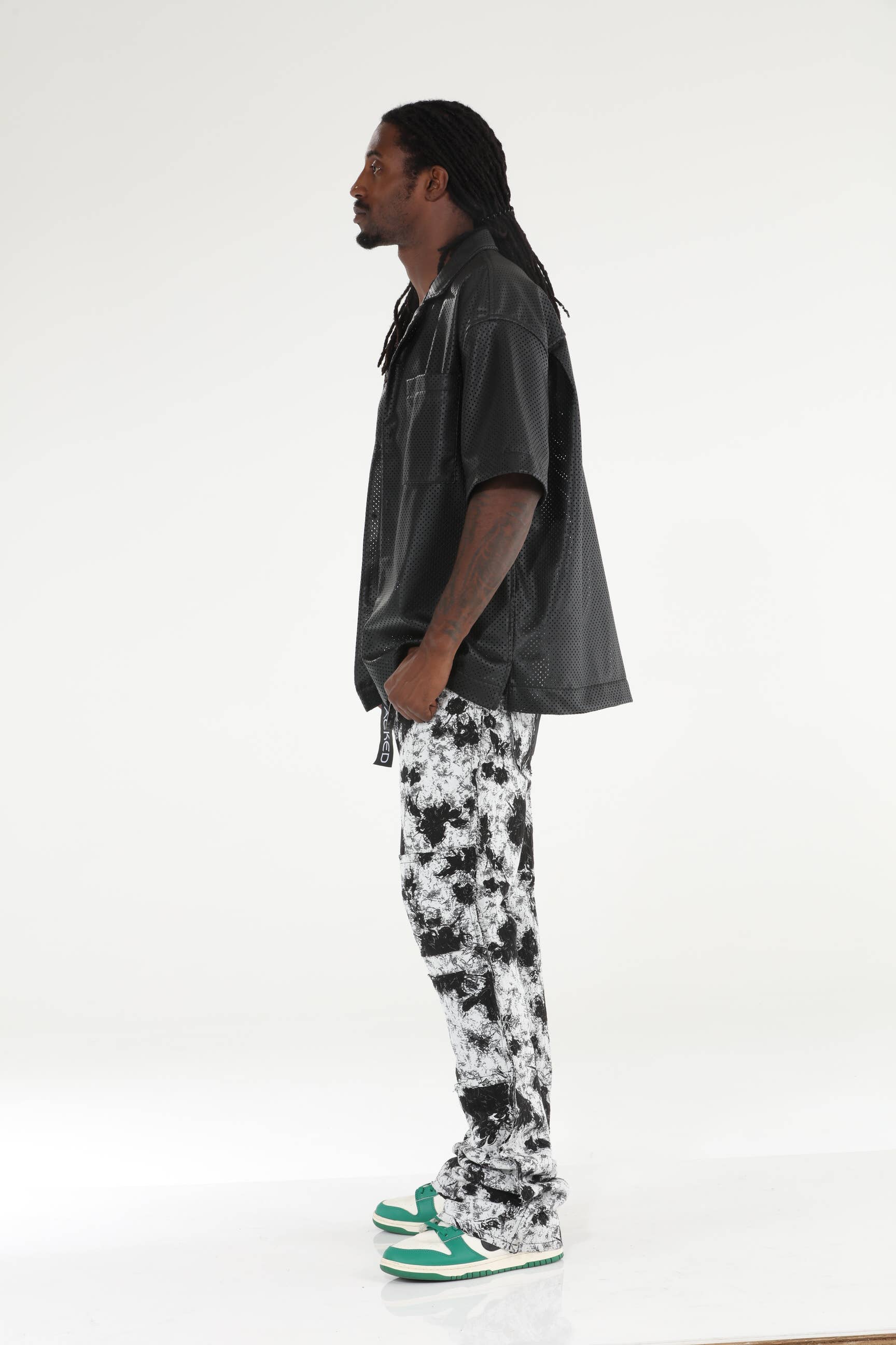 Stylo - Vendita all'ingrosso Jeans - Uomo - Jeans svasati impilati neri bianchi con tappezzeria8