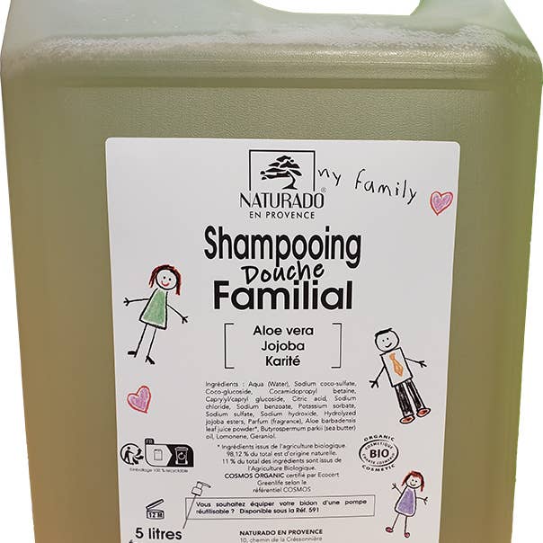 NATURADO EN PROVENCE - Wholesale Hair Shampoo - 5 Liter Can Family Shower Shampoo Organic Shea Ecocert