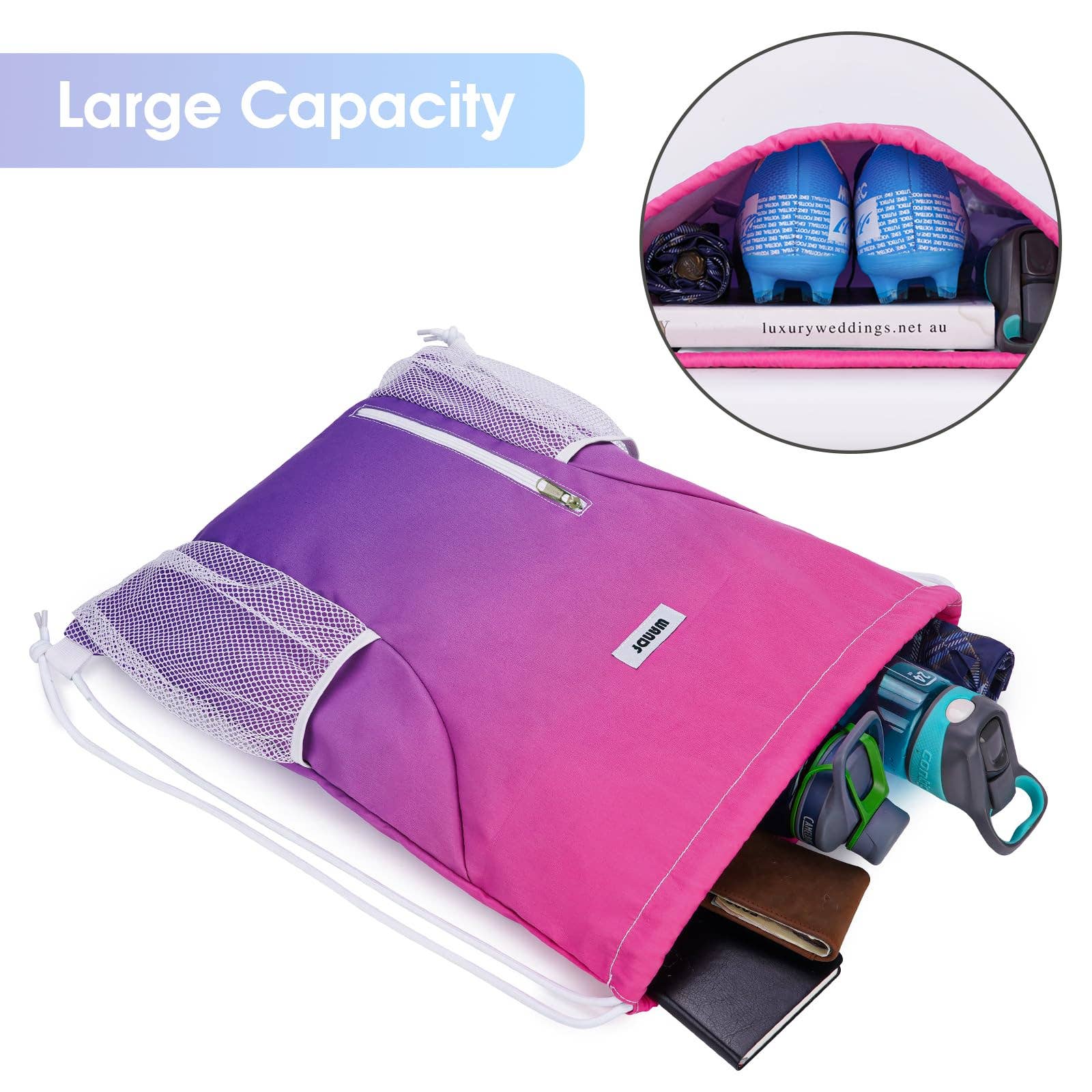 wandf - Vente Sac à cordon de serrage – unisexe - Sac à dos à cordon WF6038 Sports Gym avec poches en maille64