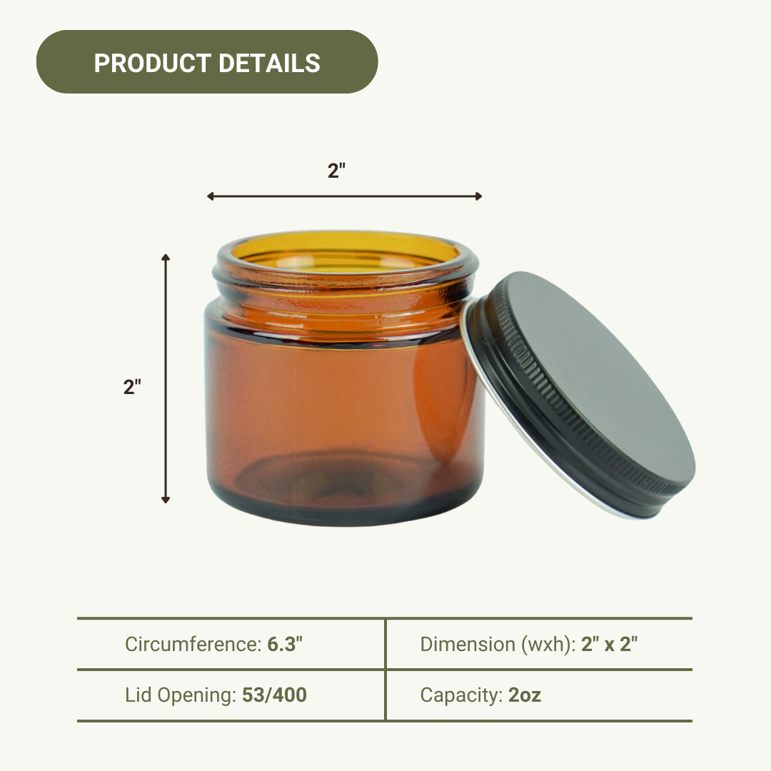 Nature Packaged – wholesale Jar – Glass Amber 2 Oz Jar3