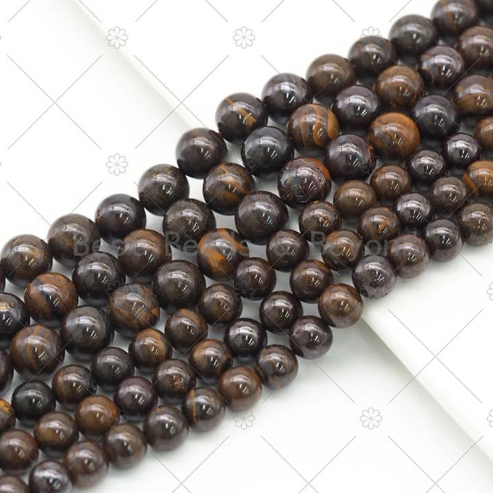 Perles lisses rondes en opale de fer véritable, Sku #U1190 pour la vente par BestBeads&Beyond