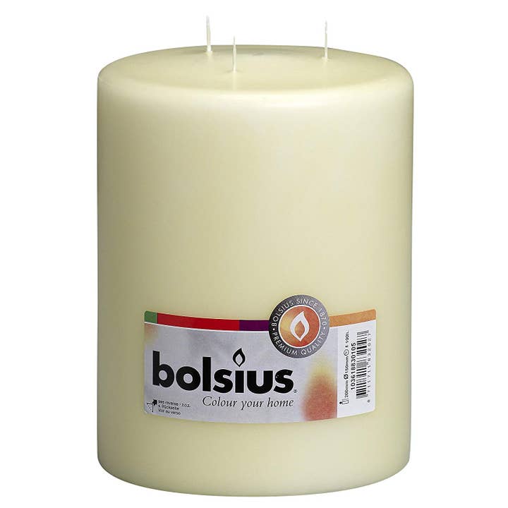 Unscented 3 Wick Pillar Candle Ivory – 6X8 " Premium Europea for wholesale on Faire