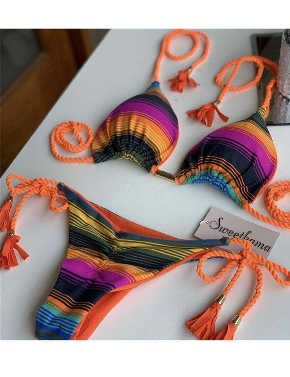 Sweetkama - Wholesale Two Piece Swimsuit - Women's - Ladies String Tie Halter Strap Sexy Bikini Set GY026