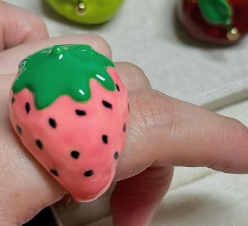 HoopLa - Wholesale Cocktail/Statement Ring - Fruit Basket Ring- Large Dome Fruit Rings- Enamel Hand Made8
