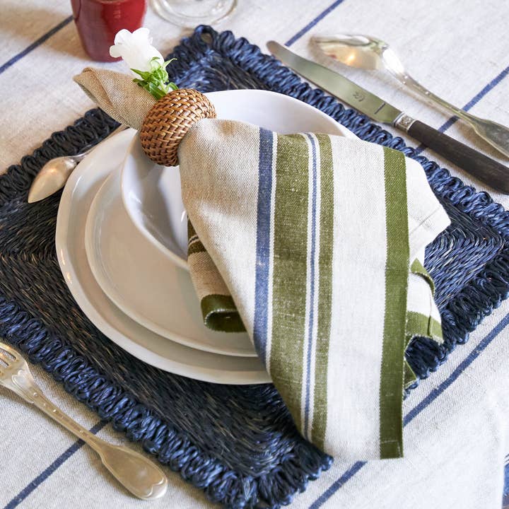 Antibes Natural & Green Napkin, Set of 4 for wholesale by Caravan Home