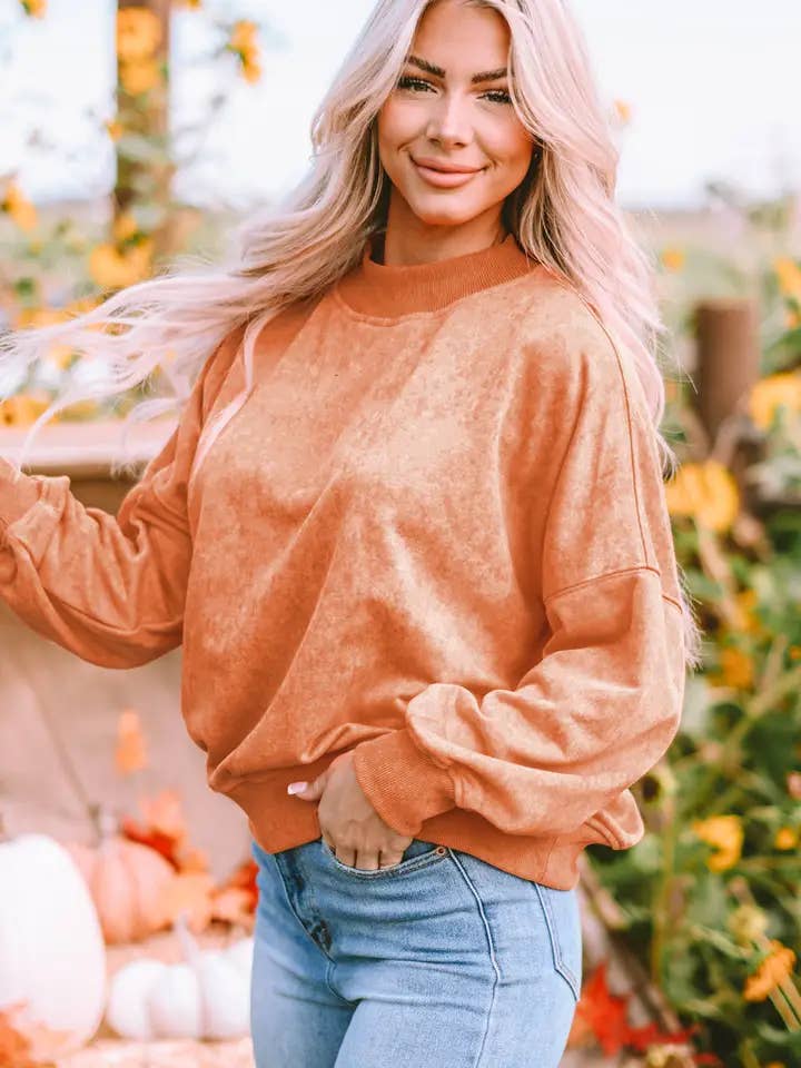 Lovesoft - Wholesale Sweatshirt - Women's - Green Drop Shoulder Crew Neck Pullover Sweatshirt7