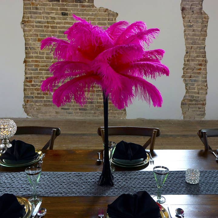 Eiffel Tower Centerpiece
Shocking Pink Ostrich Feathers & Black Vase for wholesale by Zucker Feather Products
