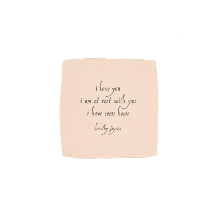 Petite typographie en papier fait main avec citation de Dorothy Sayers pour la vente par Oblation Papers & Press