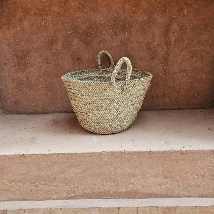 Round Storage Basket with Pompoms, Perfect for Organizing for wholesale by Melecraft