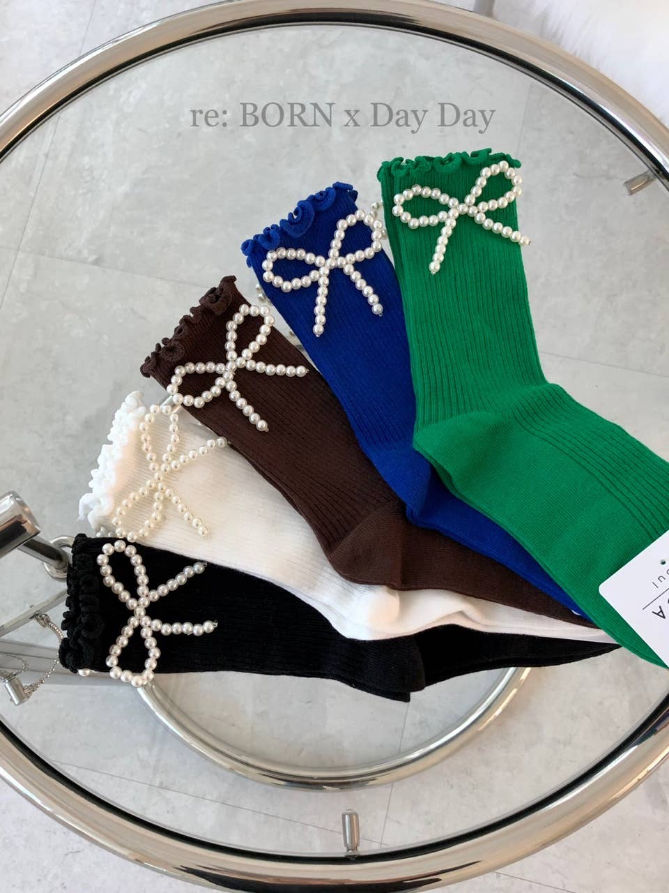 K-Wonderland – wholesale Socks – Women's – Hot Trend Pearl Ribbon Soft Fashion Socks4