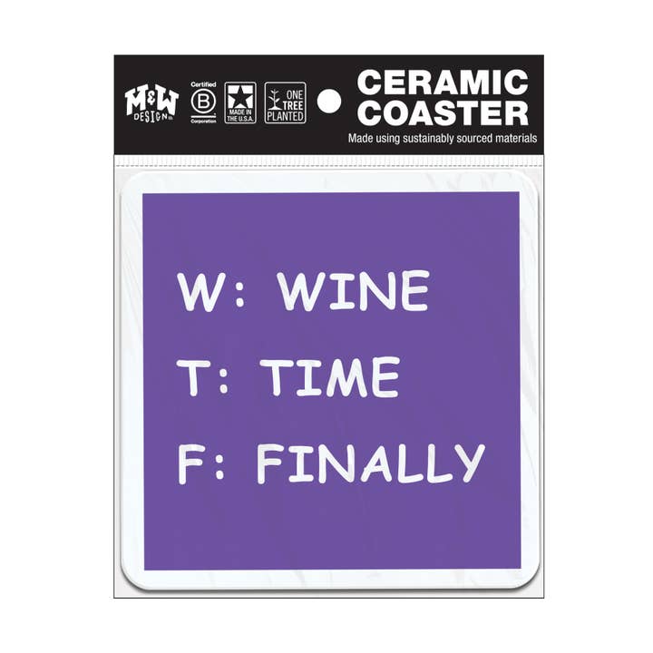 WTF : Enfin l'heure du vin - Dessous de verre en céramique pour la vente par WitWords by M&W Design Co.