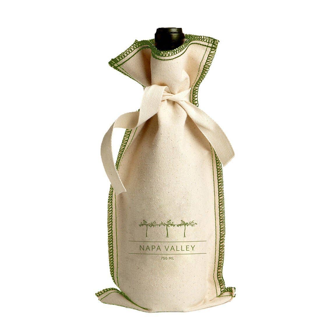 Mercantile 12 - Wholesale Wine Gift Bag - Custom YOUR BRAND OR LOGO 10 Oz. Cotton Overstitch Wine Bag5