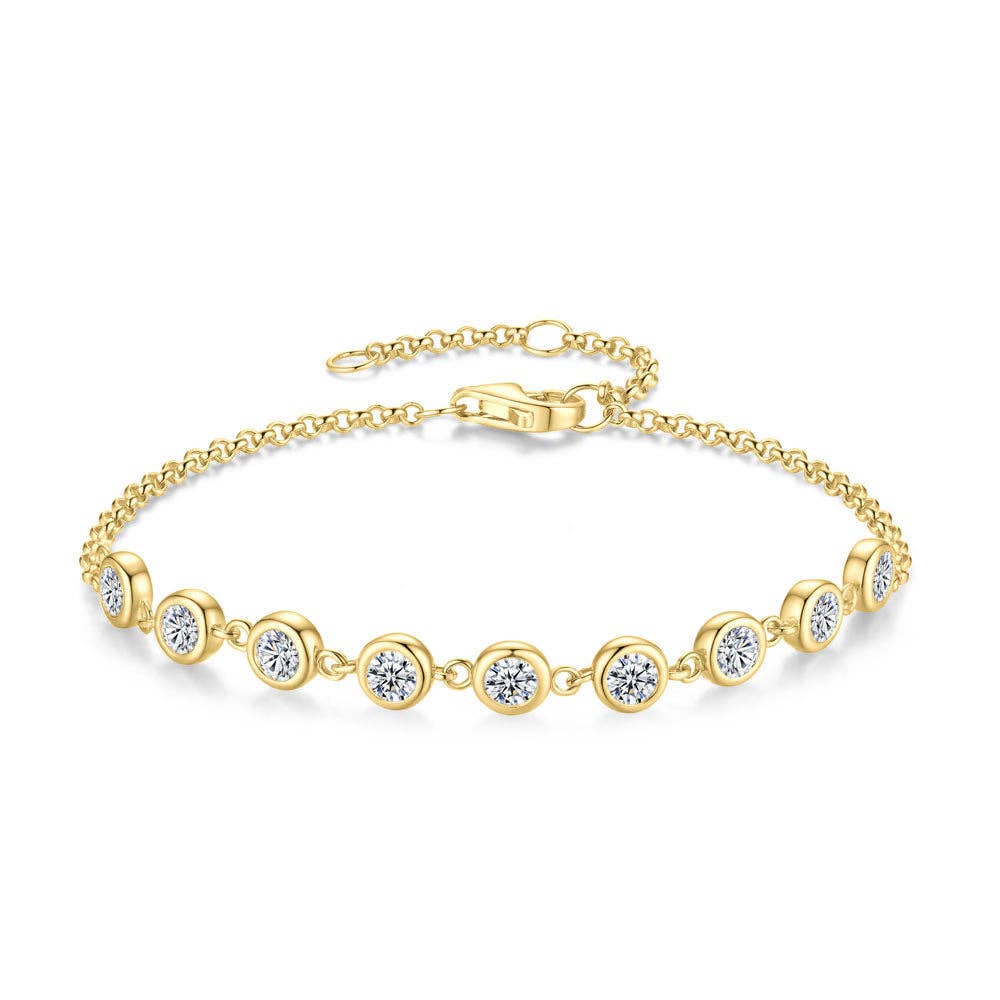 Revelari - Wholesale Link & Chain Bracelet - hionRound Bezel Set Zircon Chain Bracelet1