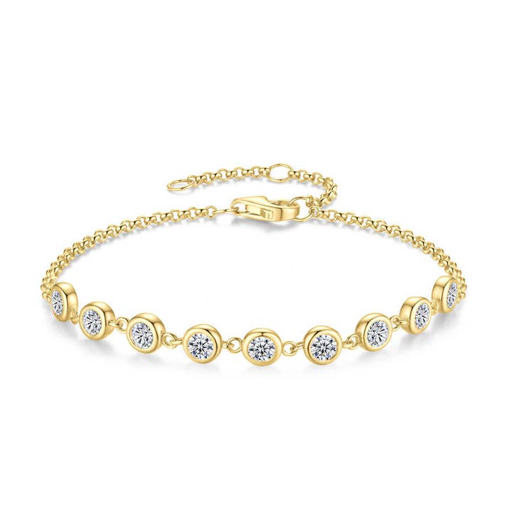 Revelari - Wholesale Link & Chain Bracelet - hionRound Bezel Set Zircon Chain Bracelet1