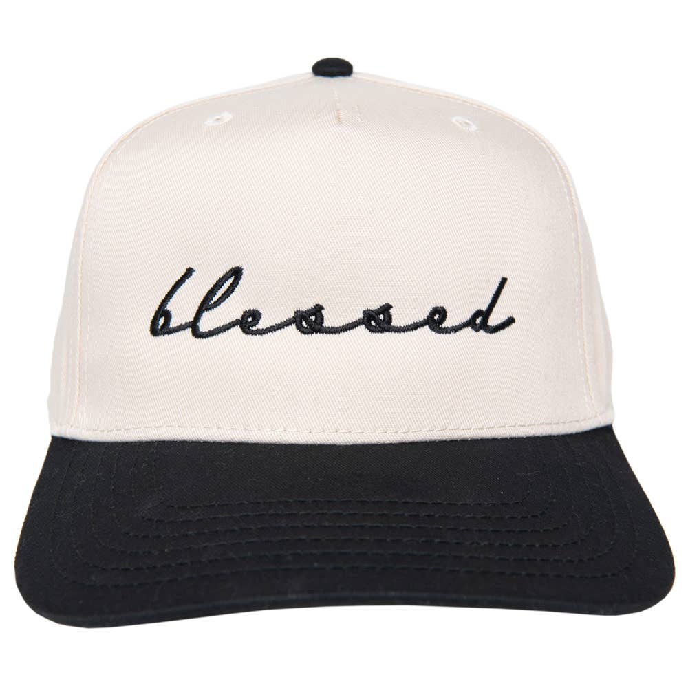 Katydid - Vente Casquette de camionneur – femme - Chapeau vintage bicolore en gros "Blessed" (cursive)1