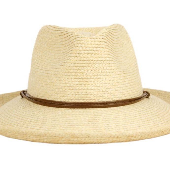 Stro Fedora Zonnehoeden Met Leren Band & Kinkoord voor wholesale door Epoch hats