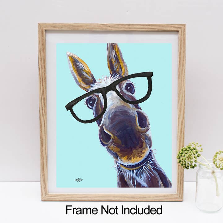 Hippie Hound Studios - Wholesale Art Print - Donkey Art Print, 'Snickers' Farm Animal Art Print0