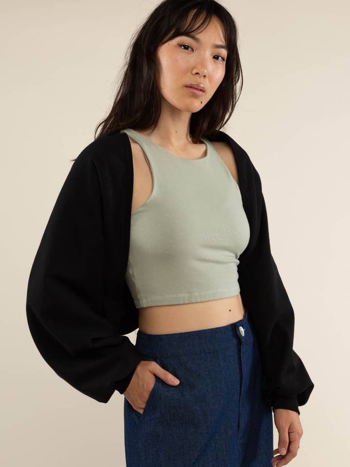 Black Ridge Fleece Shrug for wholesale on Faire