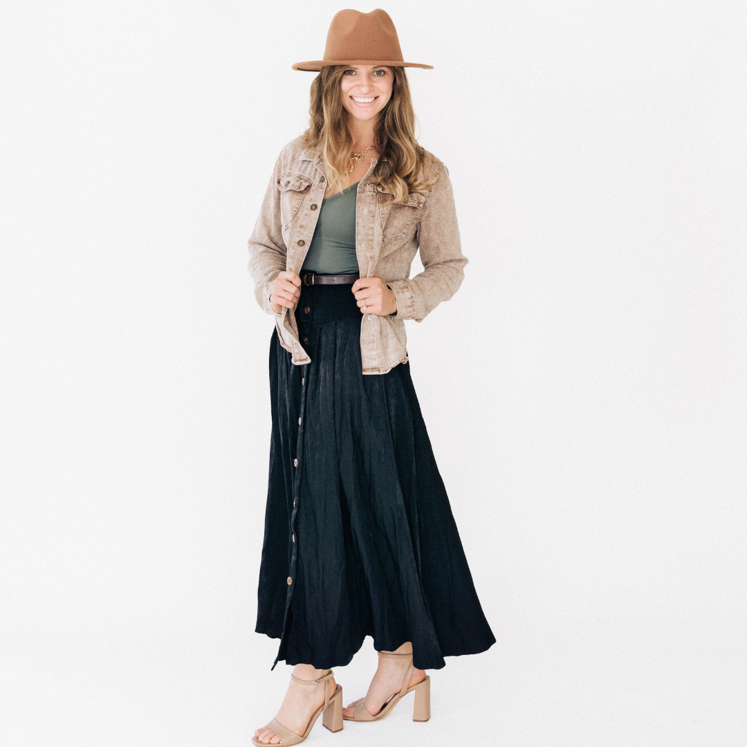 HAHA MAMA Clothing – Engroshandel Denimjakke - Dame – Brun denimjakke til kvinder14