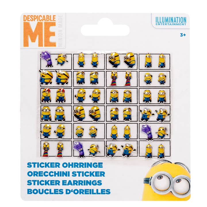 Joy Toy – wholesale Klistermärke - Barn och baby – MINIONS ÖRHÄNGEN KLISTERMÄRKE 24 ST PÅ BACKERCARD 11X12,5 CM