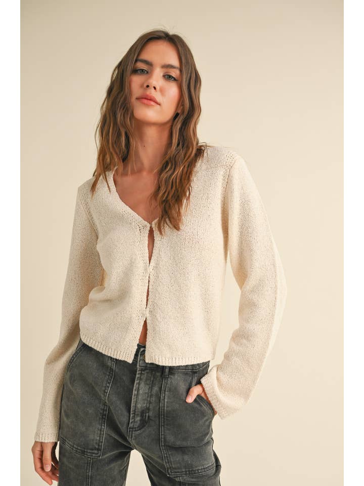 MIOU MUSE - Wholesale Cardigan - Women's - J3978 LIGHT WEIGHT L/S KNIT CARDIGAN
