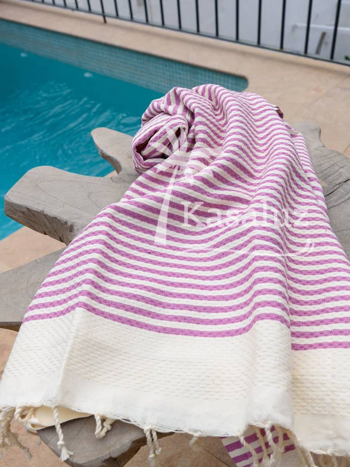 Fouta Atlántico Mauve 100% cotton honeycomb for wholesale by KASALUZ