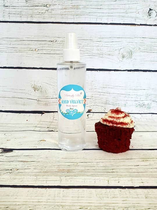 Red Velvet Cake Scented Body Spray for wholesale by Butterfly Bliss
