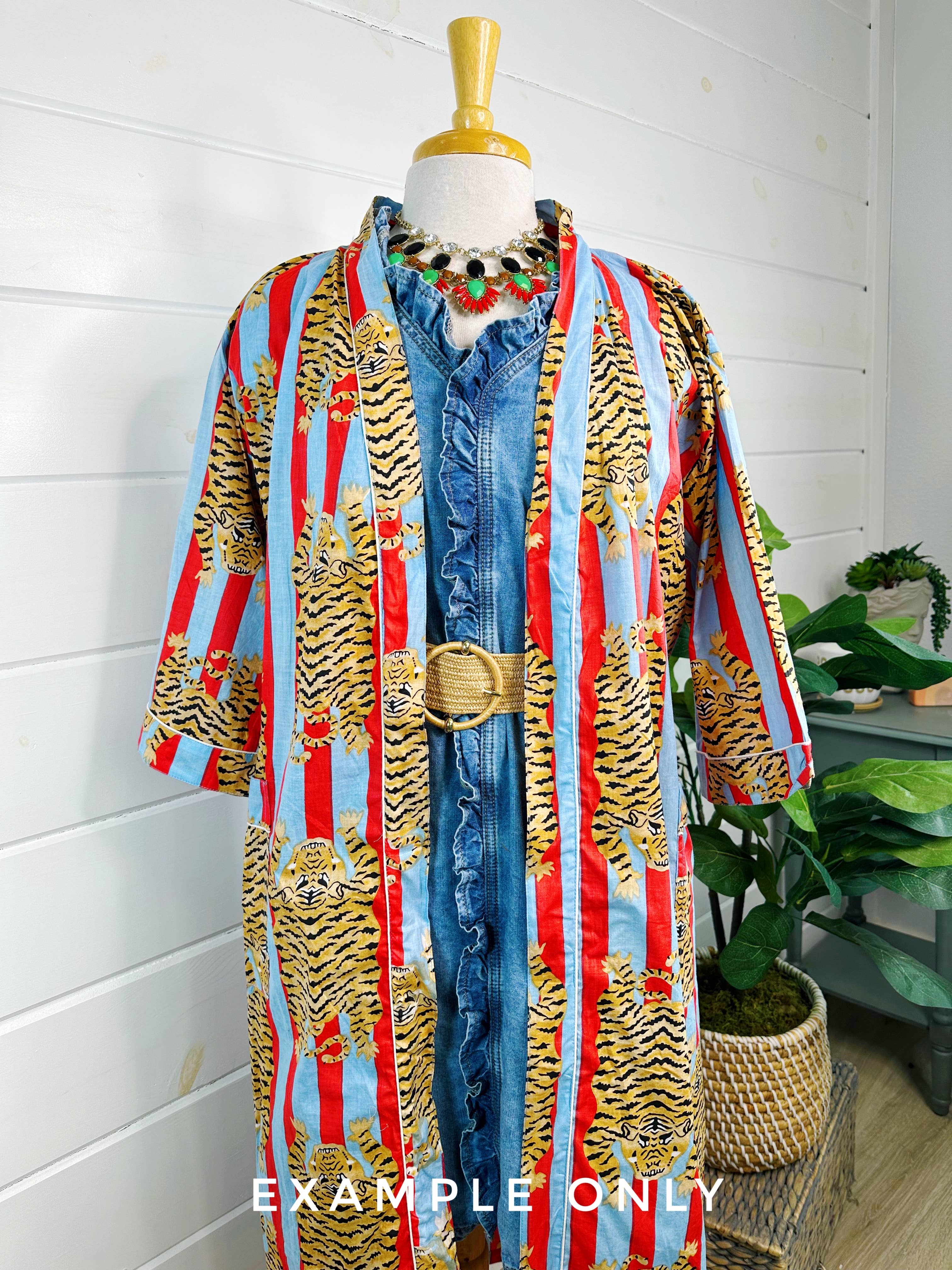 Folklore Couture - Vente Peignoir – femme - Robe en coton pour femme | Kimono de ville tropicale, cache-poussière4