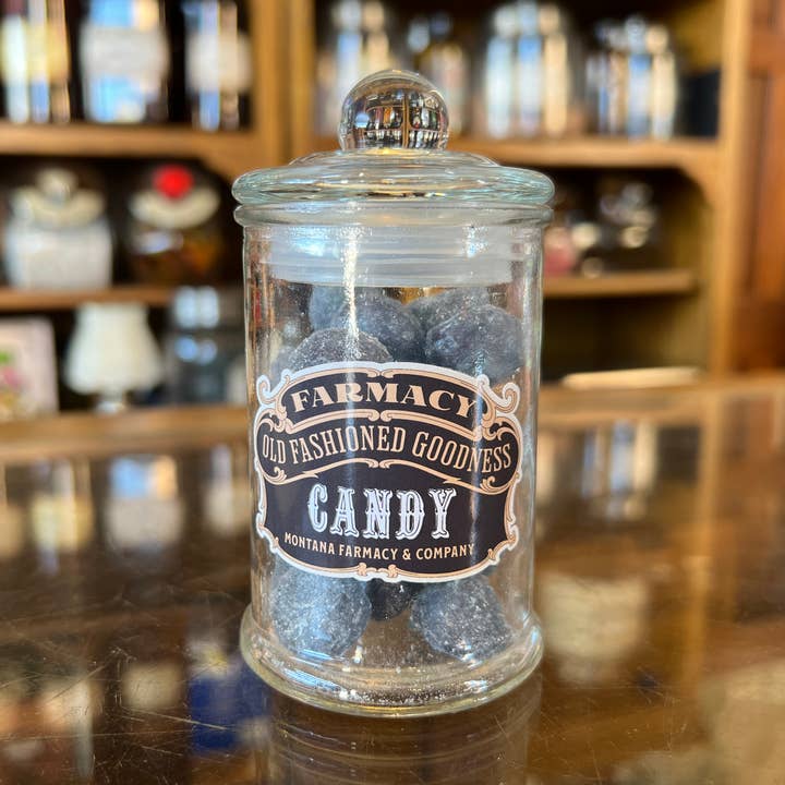 Montana Farmacy – wholesale Apothecary jar – Old Fashioned Apothecary jar/ Vintage Blueberry hard Candy0