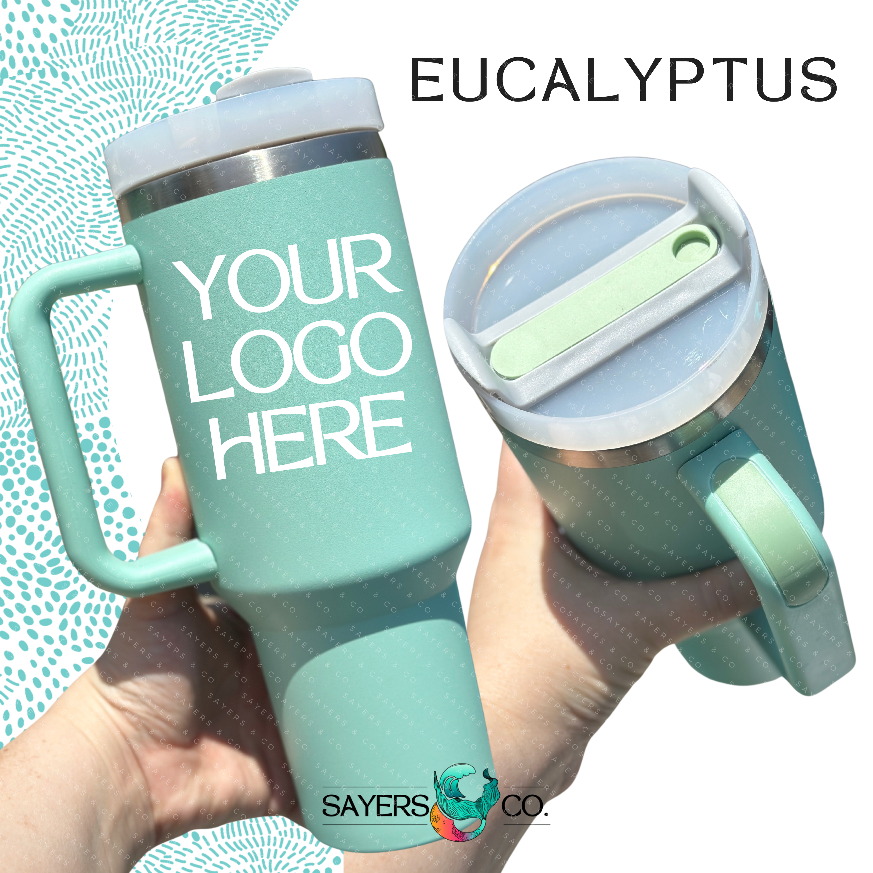 Sayers & Co. - Wholesale Insulated Mug/Tumbler - CUSTOM DECAL LOGO- 40 oz Double Walled Screw Matte Tumbler15