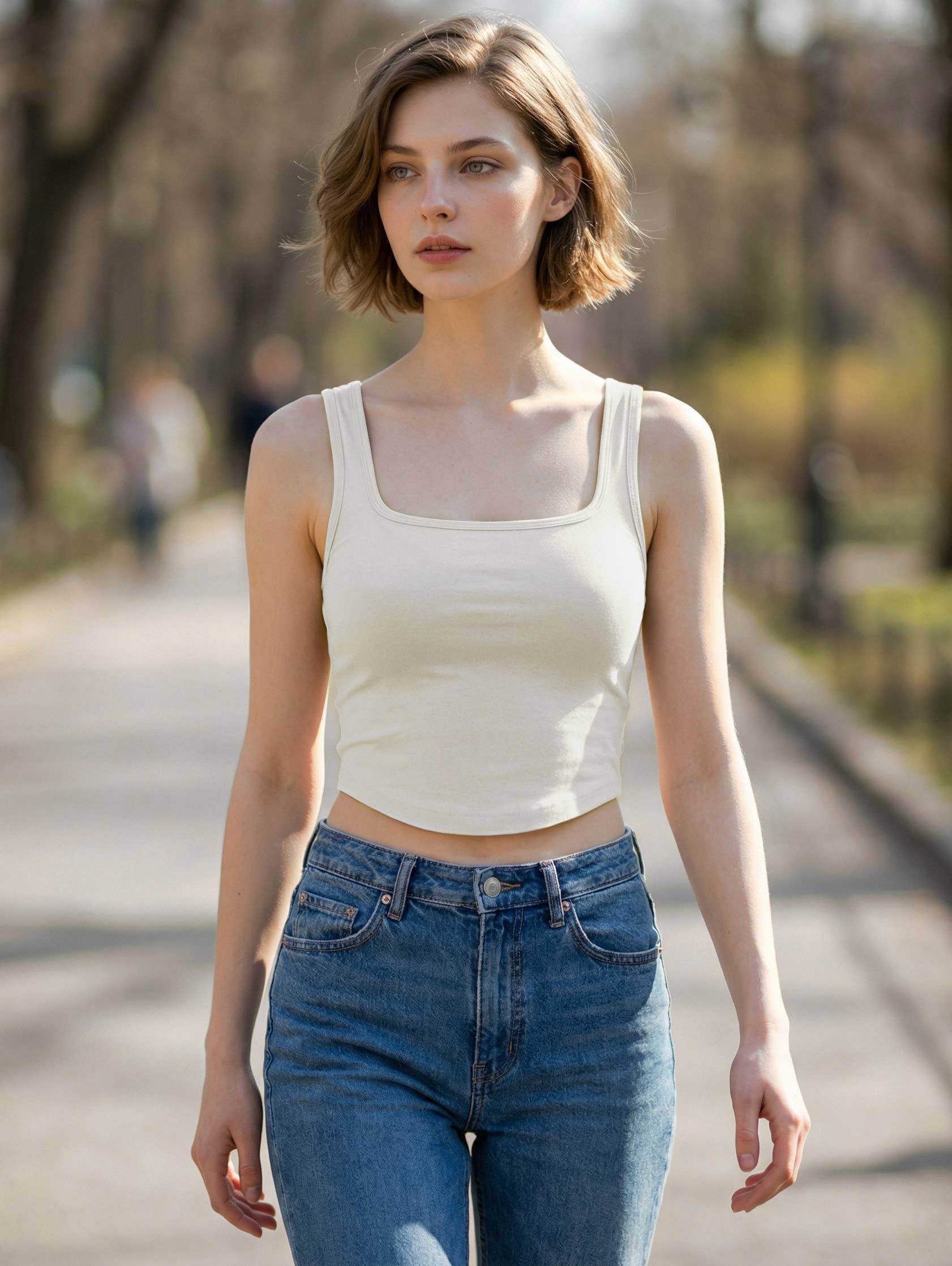 42POPS - Wholesale Tank Top - Women's - .Cotton Square Neck Crop Tank Top2